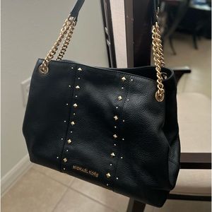 Black Michael Kors Pebbled Bag with Gold Chain